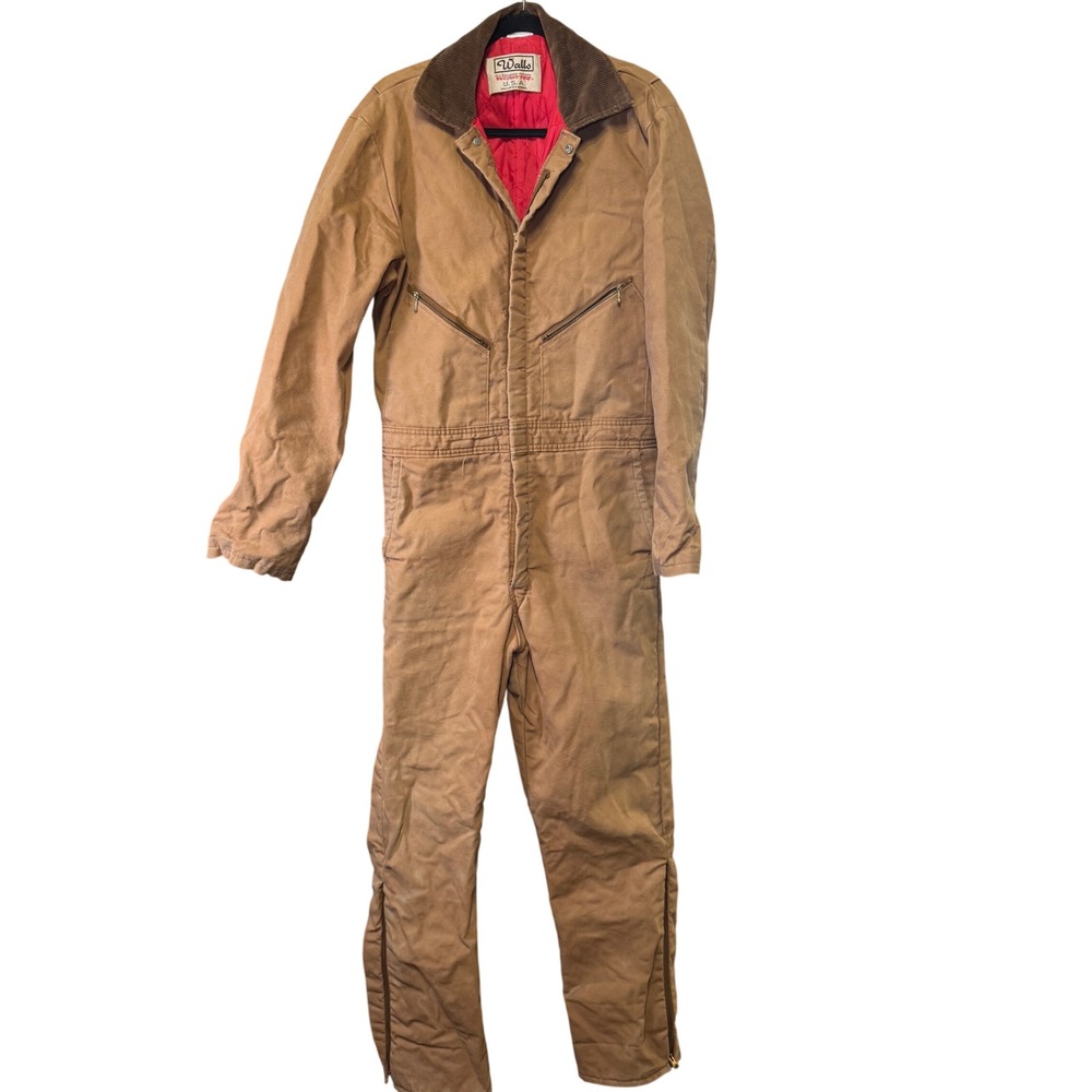 Walls Blizzard Pruf Insulated Coveralls Brown Duck Canvas Workwear Made in USA